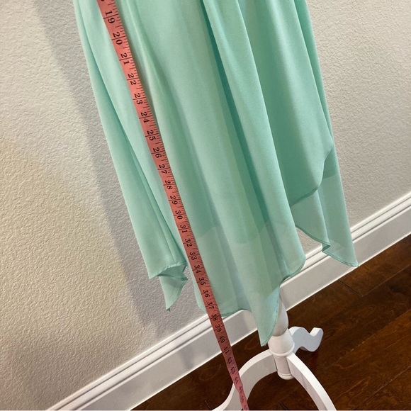 Mint Green Dress Sleeveless Chiffon High Low Belted Size Small - Picture 9 of 11